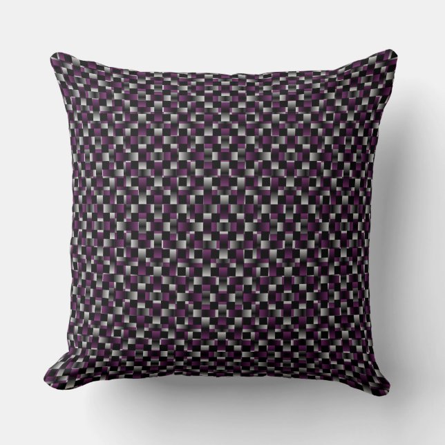 Raspberry White Black Weave Pattern Cushion (Front)