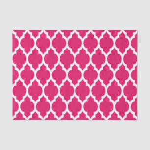 Raspberry White Moroccan Quatrefoil Pattern #4 Tissue Paper