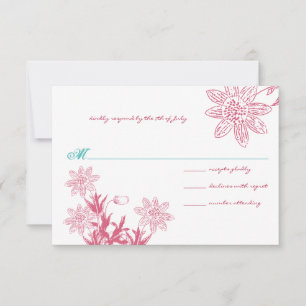 Raspberry Wild Flower Wedding RSVP
