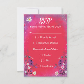 Raspberry Wildflower - RSVP card vertical