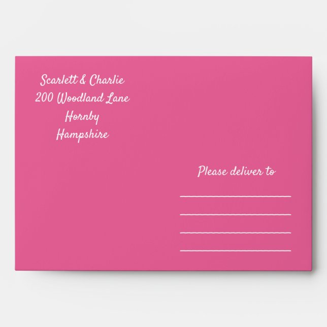 Raspberry Wildflower - wedding envelope (Front)