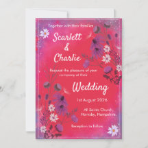 Raspberry Wildflowers - wedding invitation
