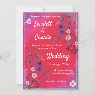 Raspberry Wildflowers - wedding invitation