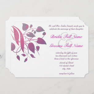 Raspberry Wisteria Leaf Wedding Butterfly Invites