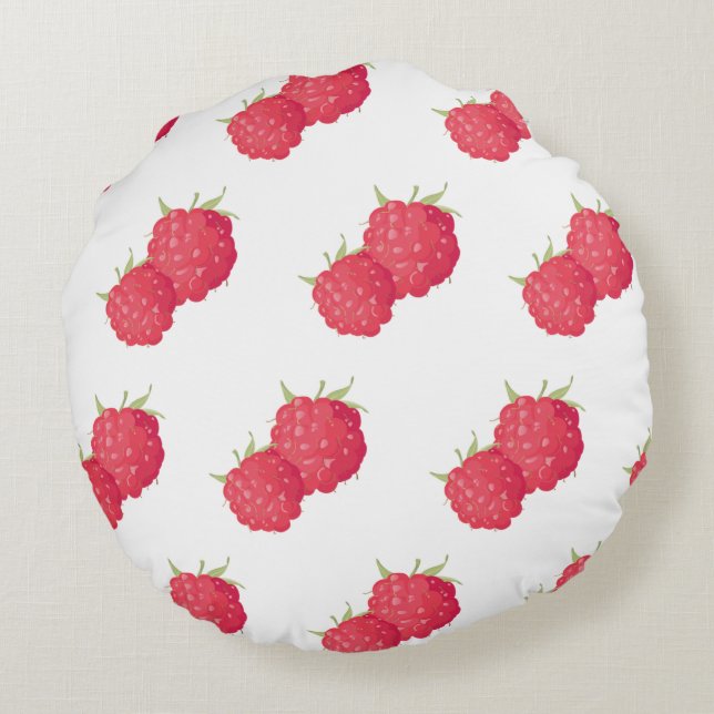 Raspberrys Round Cushion (Back)
