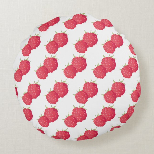 Raspberrys Round Cushion (Back)