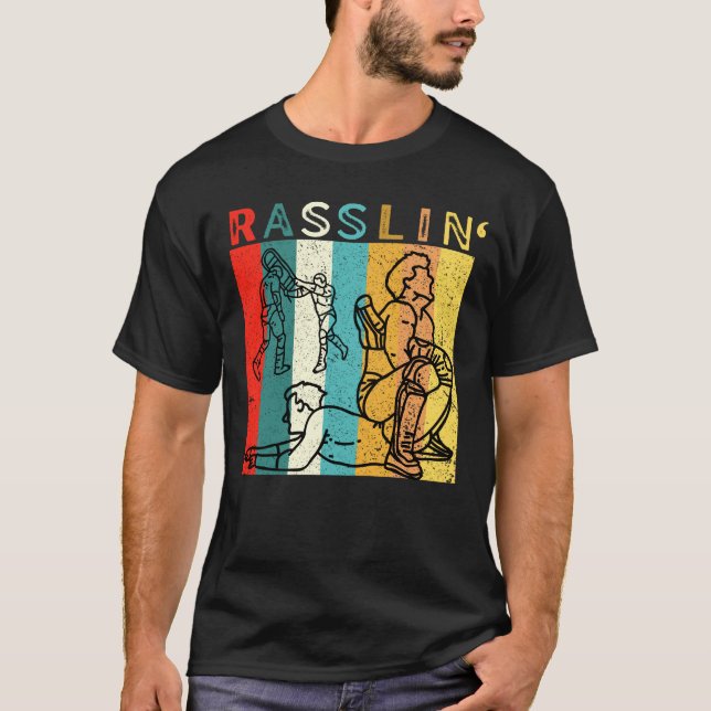 Rasslin' Retro Vintage Pro Wrestling Fan  T-Shirt (Front)