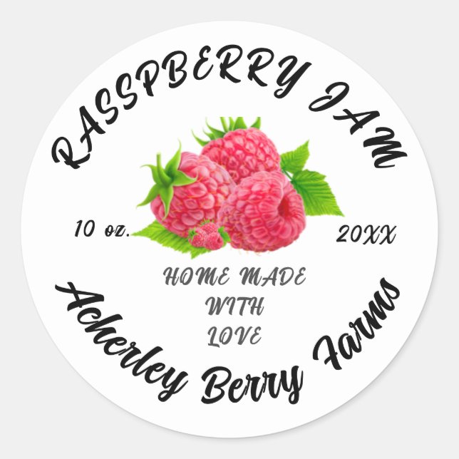 Rasspberry Jam Preserves Personalised Classic  Cla Classic Round Sticker (Front)