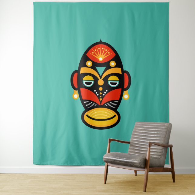 Rasta African mask Tapestry (In Situ)