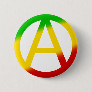 Rasta Anarchy Symbol 6 Cm Round Badge