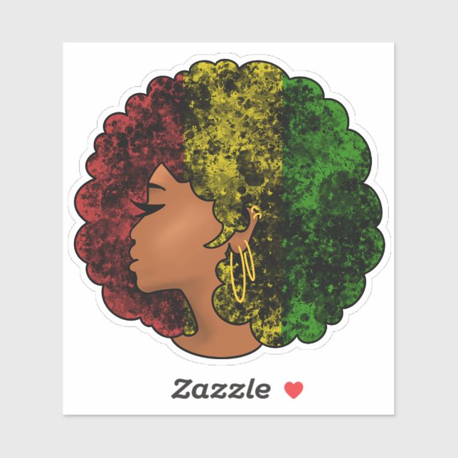 Rasta black girl woman afro red yellow green  (Sheet)