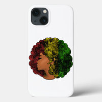 Rasta black girl woman afro red yellow green