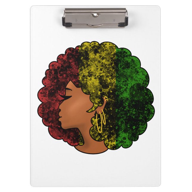 Rasta black girl woman afro red yellow green  clipboard (Front)