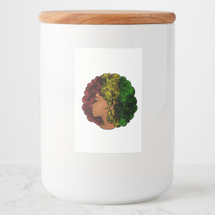 Rasta black girl woman afro red yellow green food label