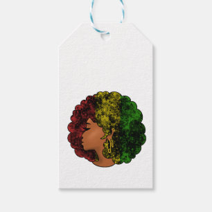 Rasta black girl woman afro red yellow green gift tags