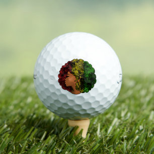 Rasta black girl woman afro red yellow green  golf balls