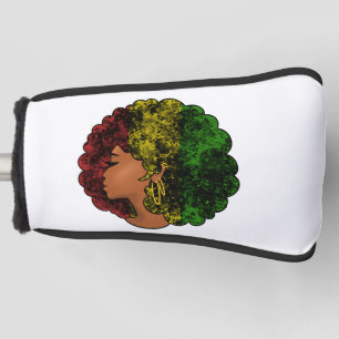 Rasta black girl woman afro red yellow green  golf head cover