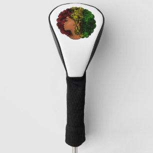 Rasta black girl woman afro red yellow green  golf head cover