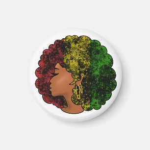 Rasta black girl woman afro red yellow green magnet