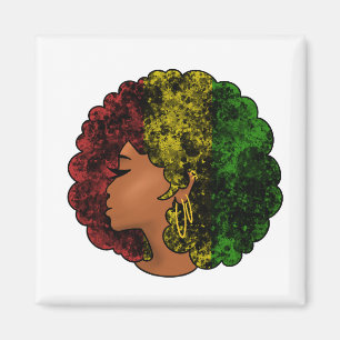 Rasta black girl woman afro red yellow green  magnet