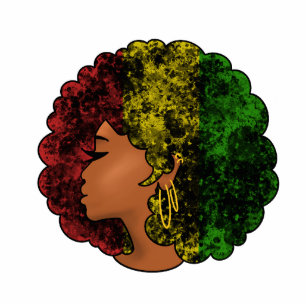 Rasta black girl woman afro red yellow green  photo sculpture magnet