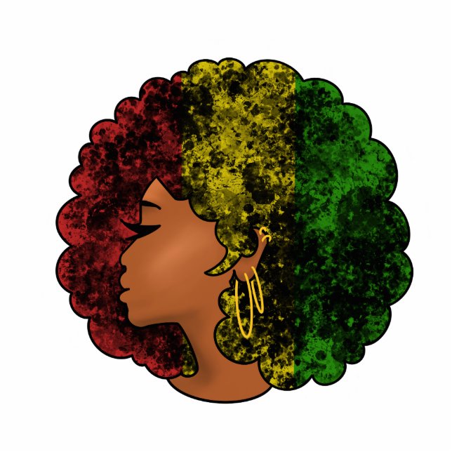 Rasta black girl woman afro red yellow green  photo sculpture magnet (Front)