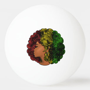 Rasta black girl woman afro red yellow green  ping pong ball