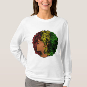 Rasta black girl woman afro red yellow green T-Shirt