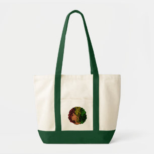 Rasta black girl woman afro red yellow green  tote bag