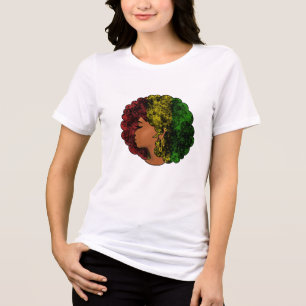 Rasta black girl woman afro red yellow green Tri-Blend shirt