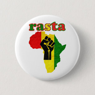 Rasta Black Power Fist over Africa 6 Cm Round Badge
