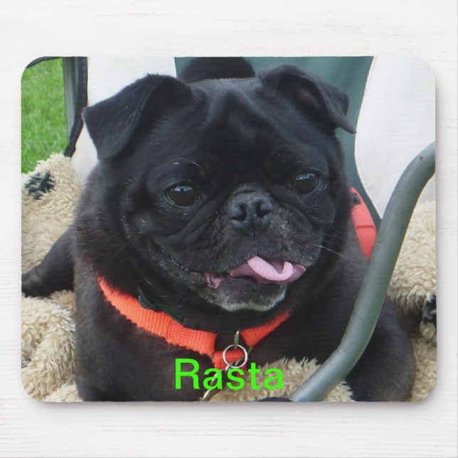 Rasta black PUG Mouse Mat (Front)