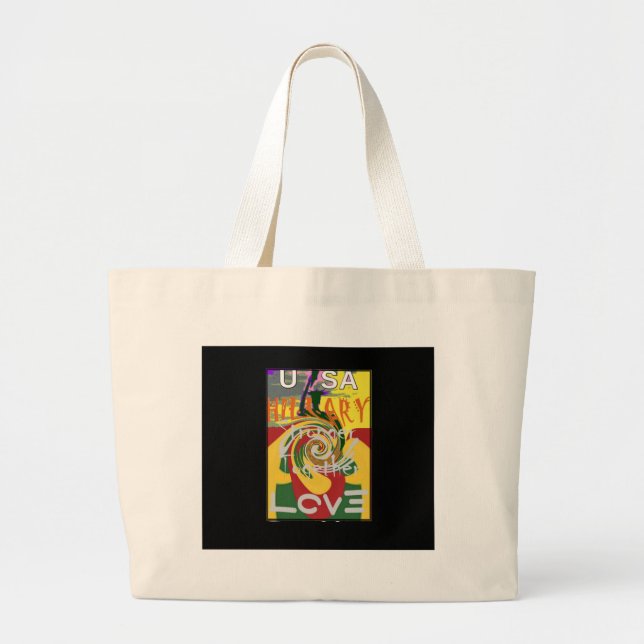 Rasta Colors Red Golden Green Hillary Art Print Large Tote Bag (Front)