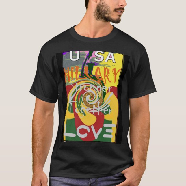 Rasta Colors Red Golden Green Hillary Art Print T-Shirt (Front)