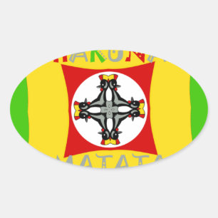 Rasta Colour Red Golden Green Oval Sticker