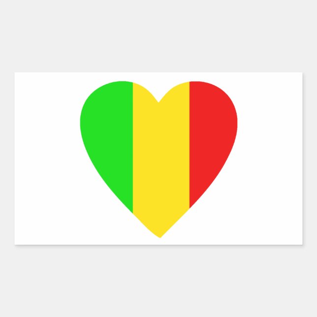 Rasta Coloured Heart Rectangular Sticker (Front)