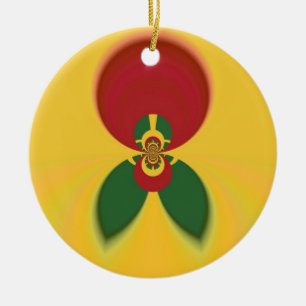 Rasta Colours Abstract Art Print Ceramic Tree Decoration