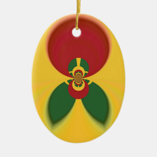 Rasta Colours Abstract Art Print Ceramic Tree Decoration