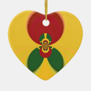 Rasta Colours Abstract Art Print Ceramic Tree Decoration