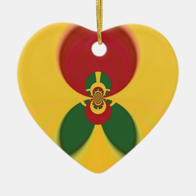 Rasta Colours Abstract Art Print Ceramic Tree Decoration (Front)