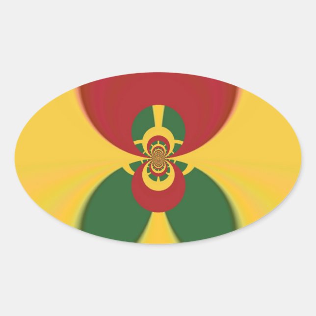 Rasta Colours Abstract Art Print Oval Sticker (Front)