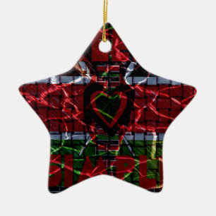 Rasta colours ceramic tree decoration