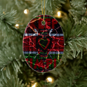 Rasta colours ceramic tree decoration
