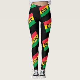 Rasta Colours Green Yellow Red Flag Stripes Leggings