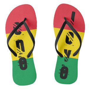 Rasta Colours Green Yellow Red Stripes Flag Flip Flops