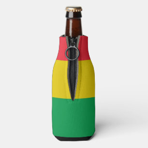 Rasta Colours Green Yellow Red Stripes Flag Patter Bottle Cooler