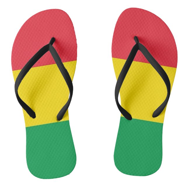 Rasta Colours Green Yellow Red Stripes Flag Patter Flip Flops (Footbed)