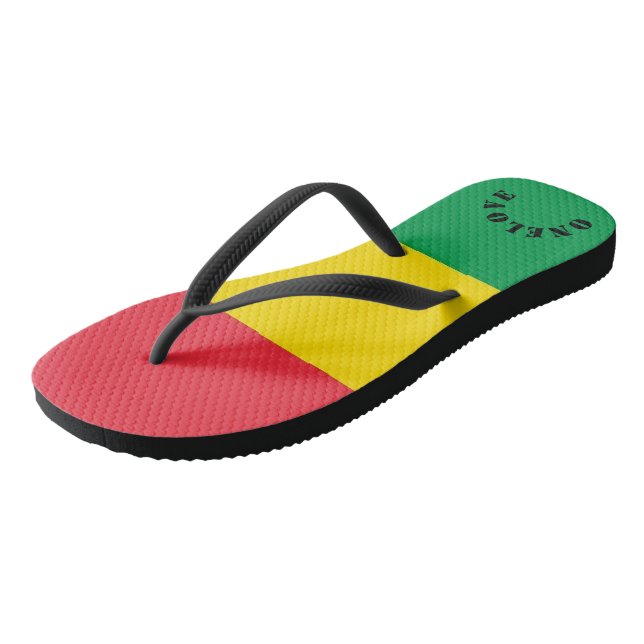 Rasta Colours Green Yellow Red Stripes Flag Patter Flip Flops (Angled)