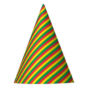 Rasta Colours Green Yellow Red Stripes Flag Patter Party Hat