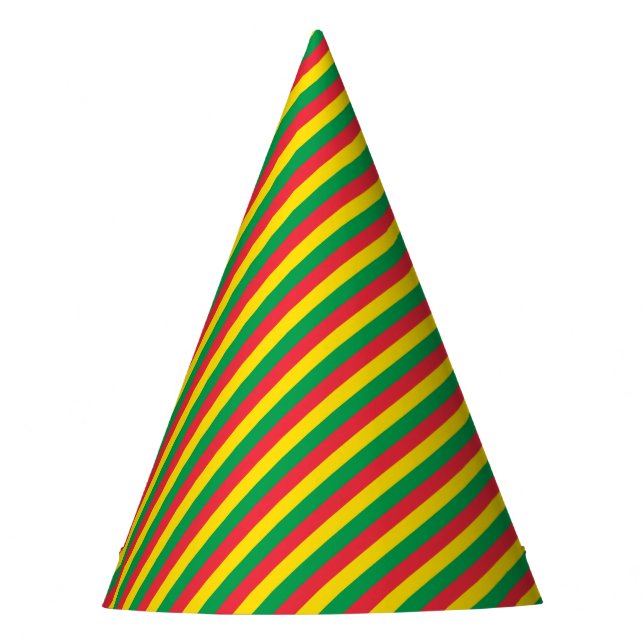 Rasta Colours Green Yellow Red Stripes Flag Patter Party Hat (Front)